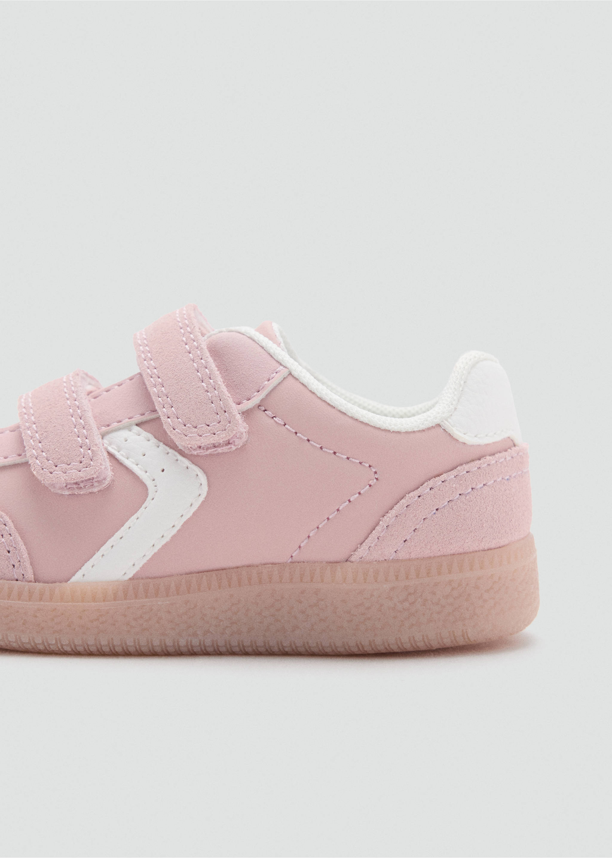 Velcro trainers with leather details - Details of the article 1, Pastel Pink. Ref: 37084415-00.
