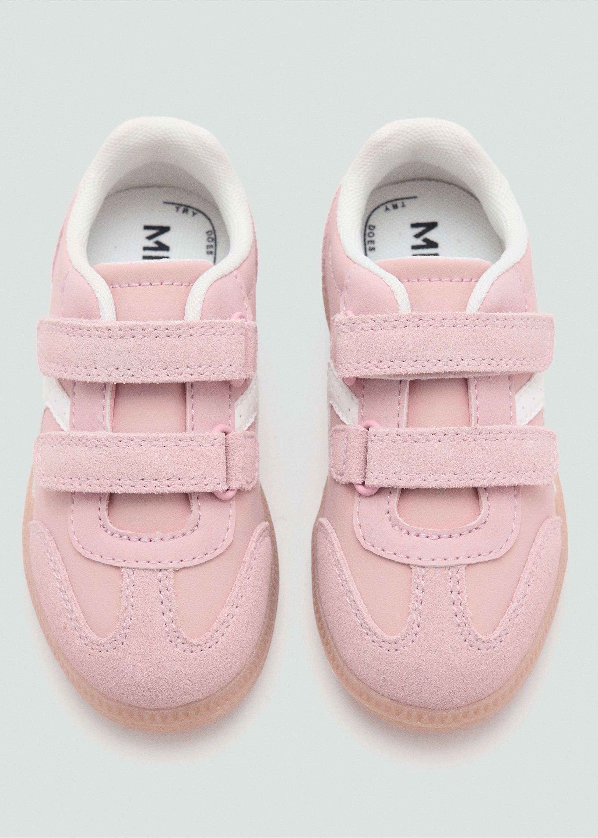 Velcro trainers with leather details - Details of the article 2, Pastel Pink. Ref: 37084415-00.
