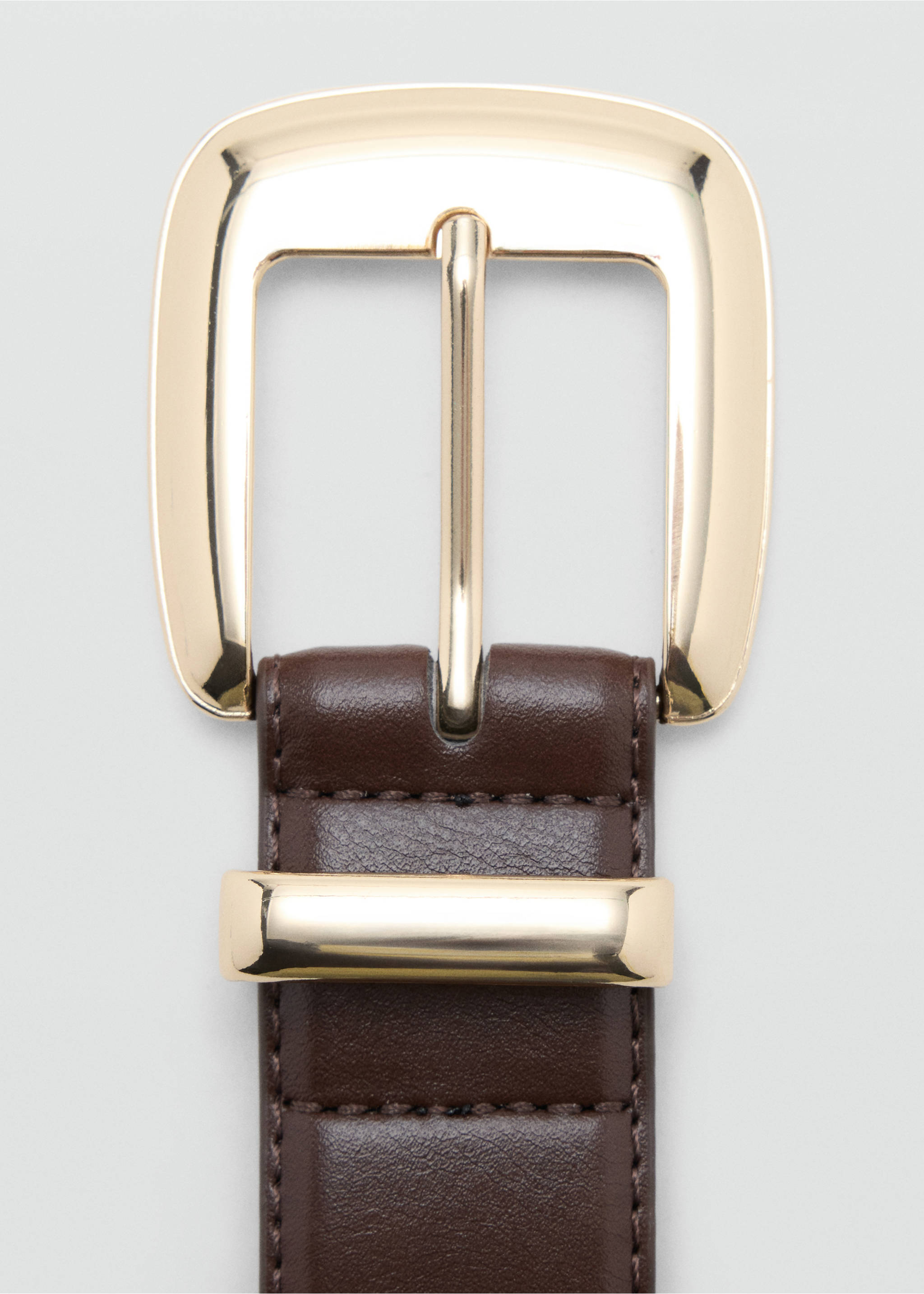 Square buckle belt - Details of the article 1, Chocolate. Ref: 37084419-00.