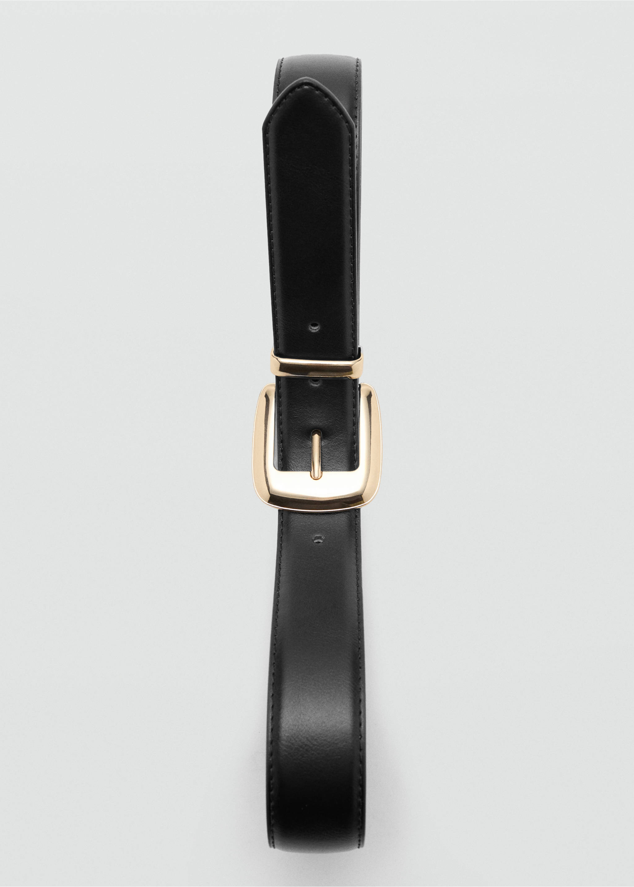 Square buckle belt - Details of the article 2, Black. Ref: 37084419-00.
