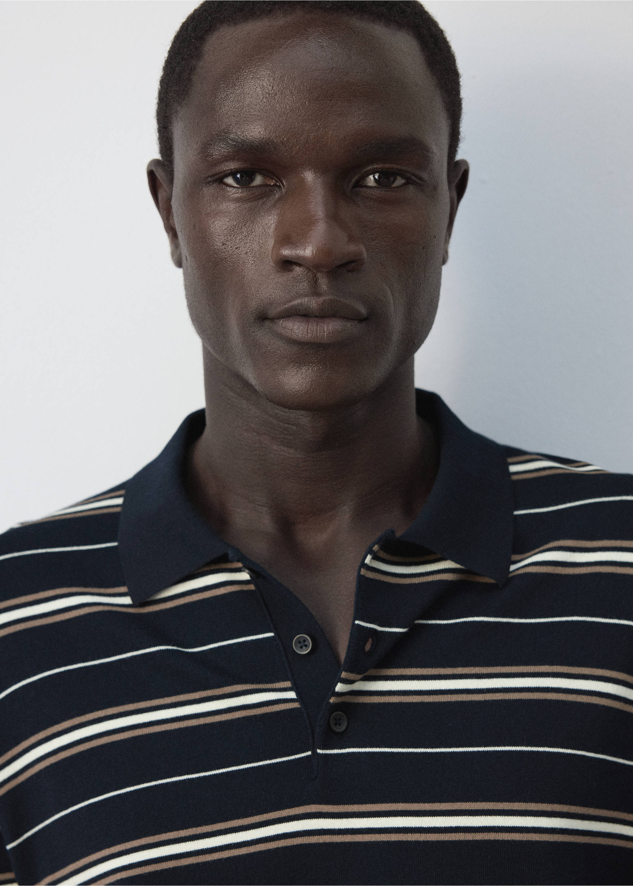 100% cotton striped polo shirt - Details of the article 1, Navy. Ref: 37084422-00.