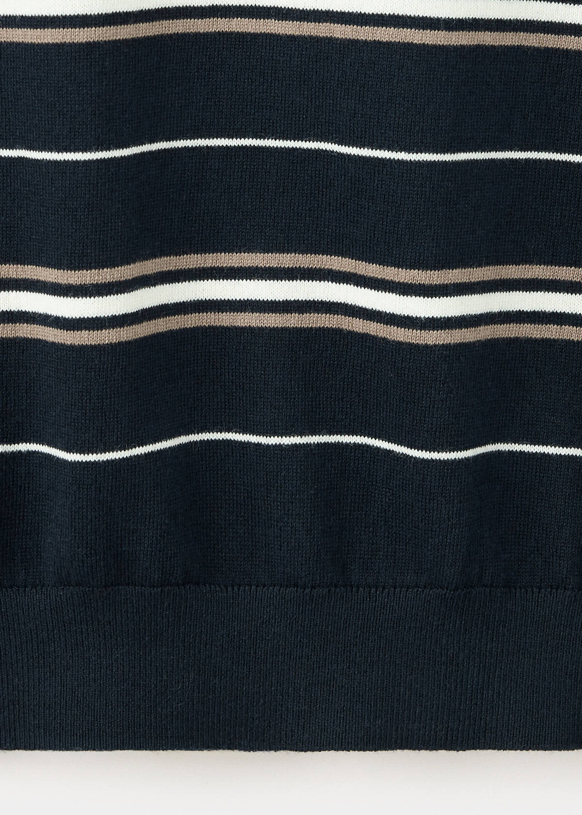 100% cotton fine-knit striped polo — Navy