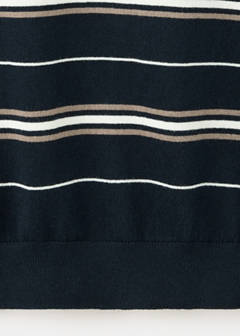 100% cotton fine-knit striped polo — Navy 8