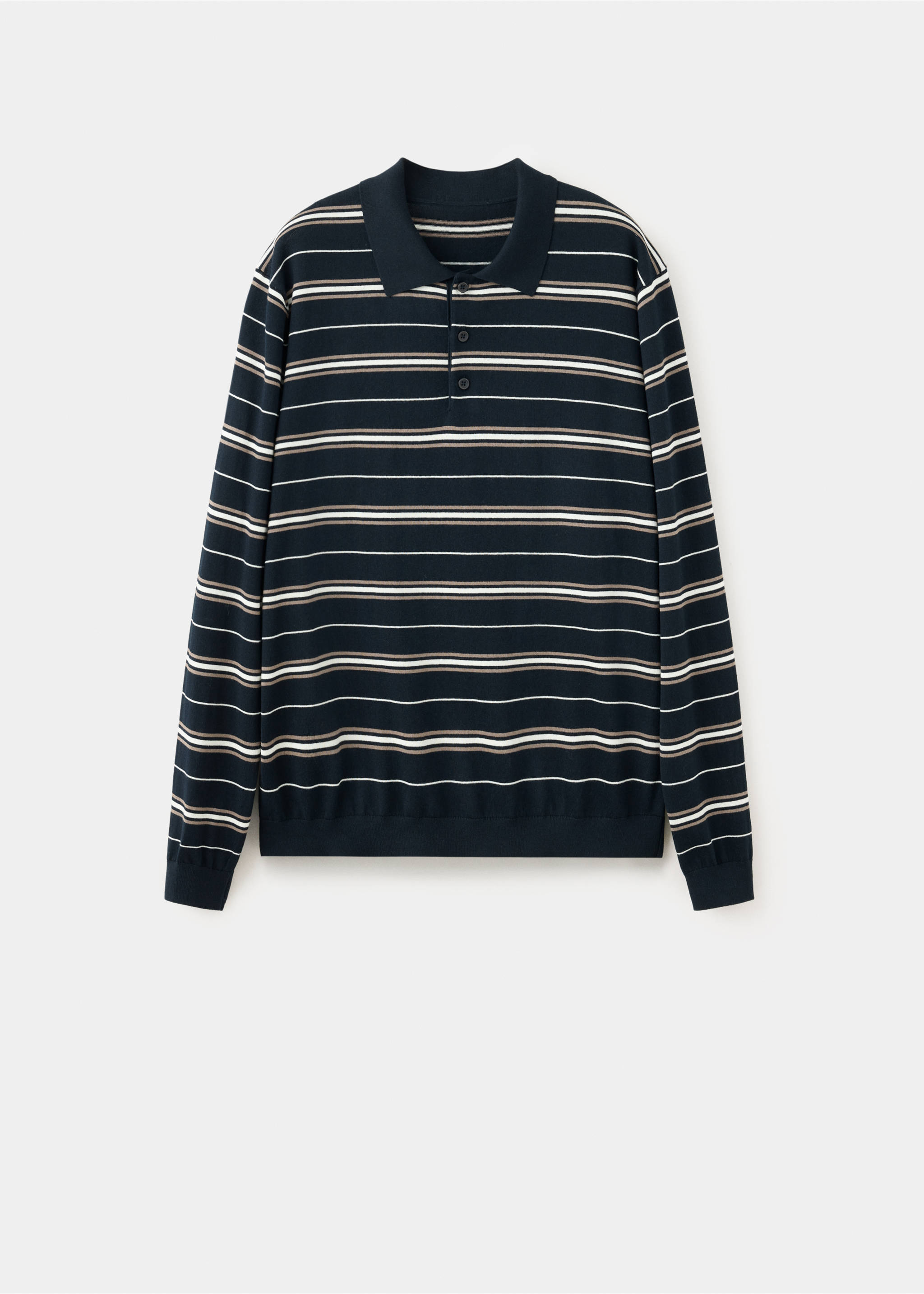 100% cotton striped polo shirt - Article without model, Navy. Ref: 37084422-00.