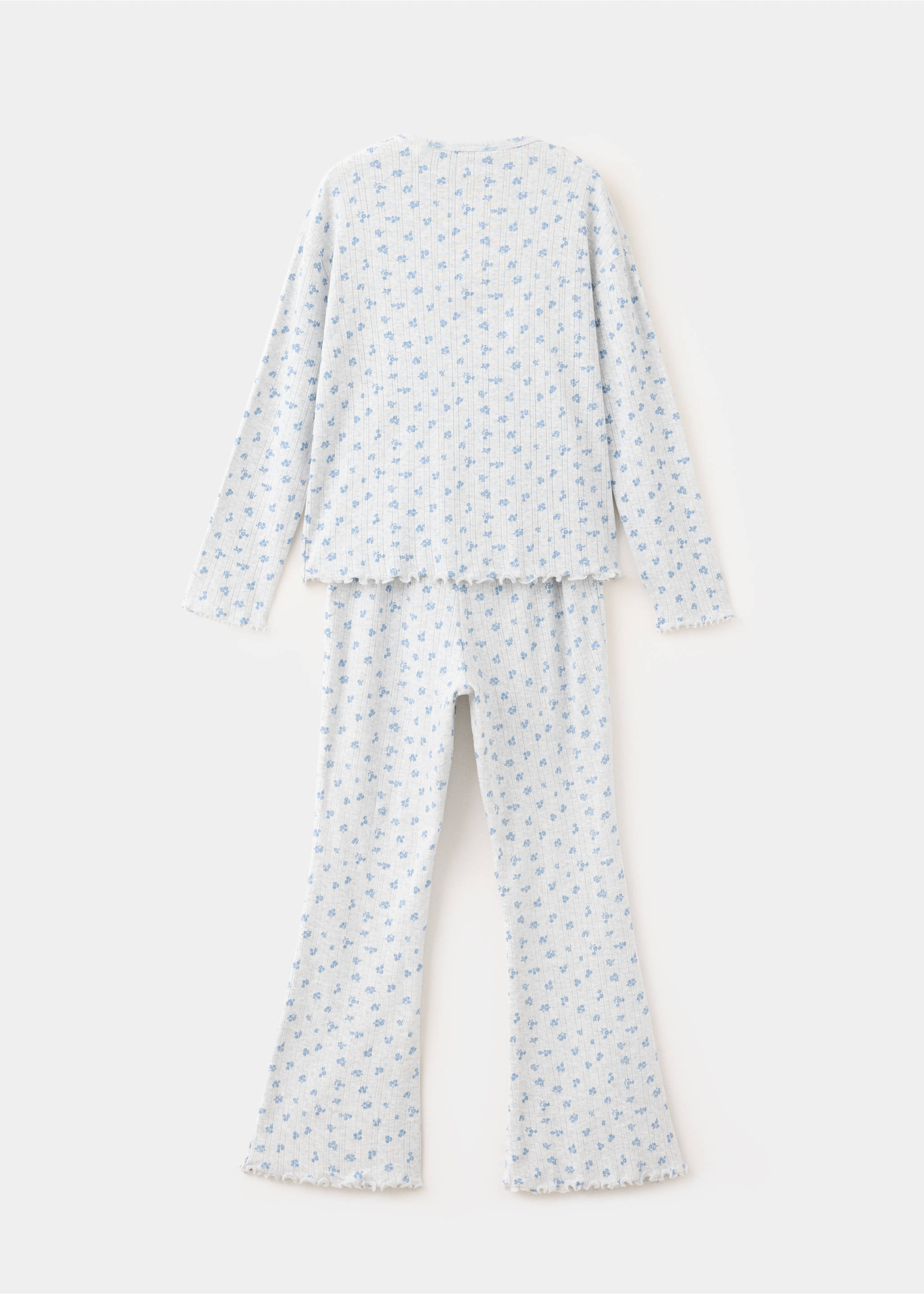 Floral print long pyjama set - Reverse of the article, Light Heather Grey. Ref: 37084424-00.