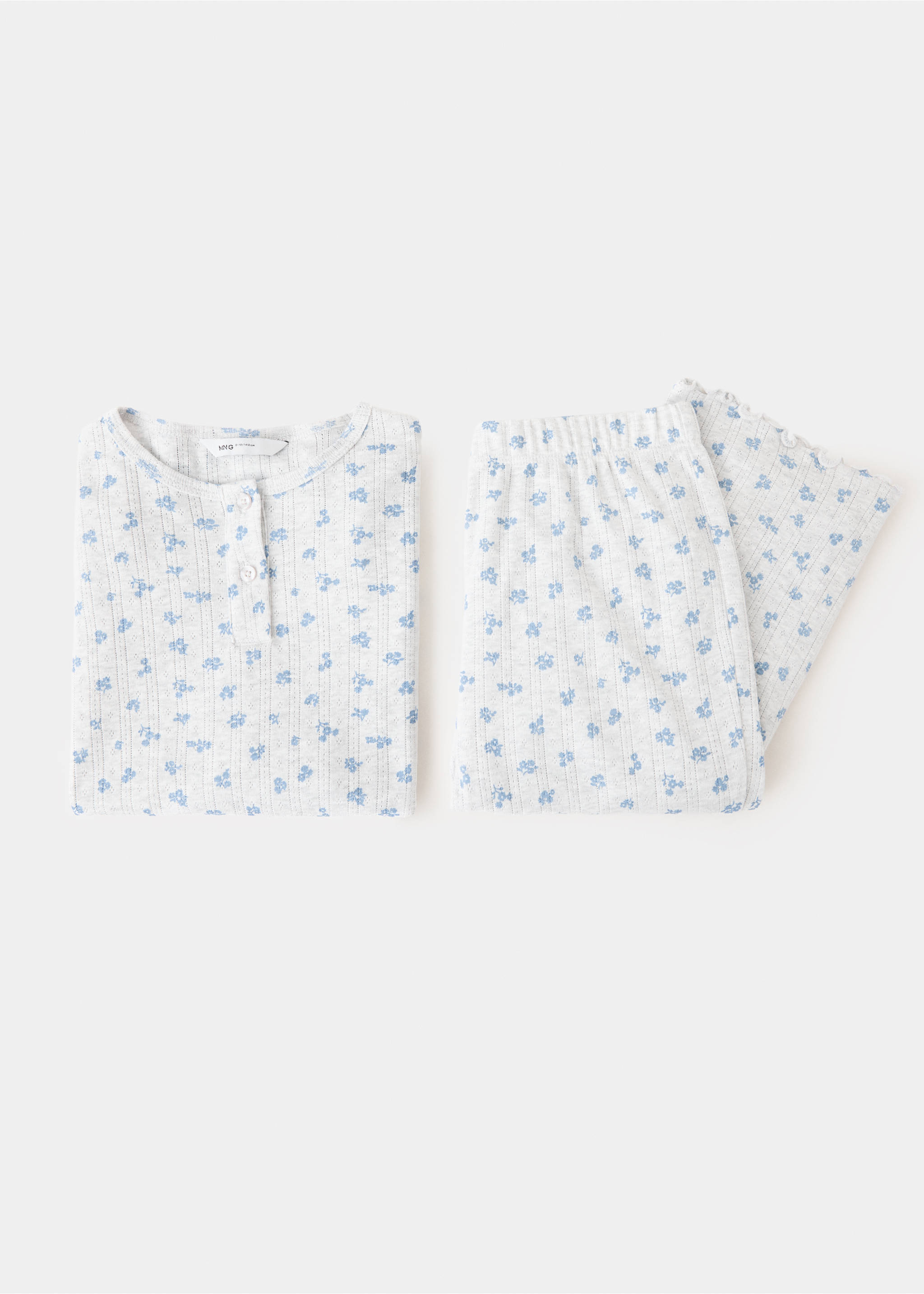 Floral print long pyjama set - Details of the article 8, Light Heather Grey. Ref: 37084424-00.