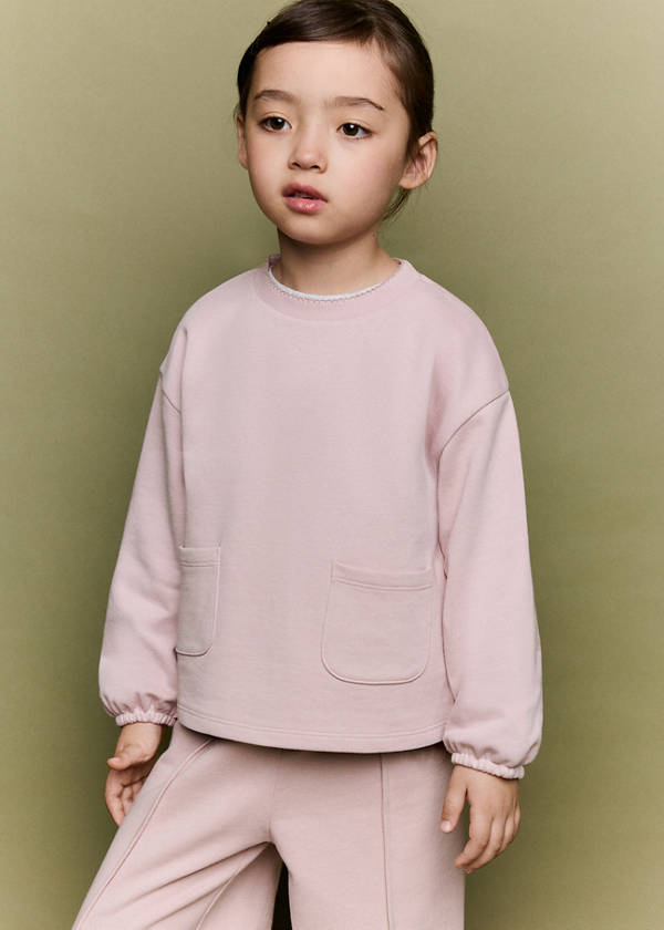 Cotton sweatshirt with pockets — Pink