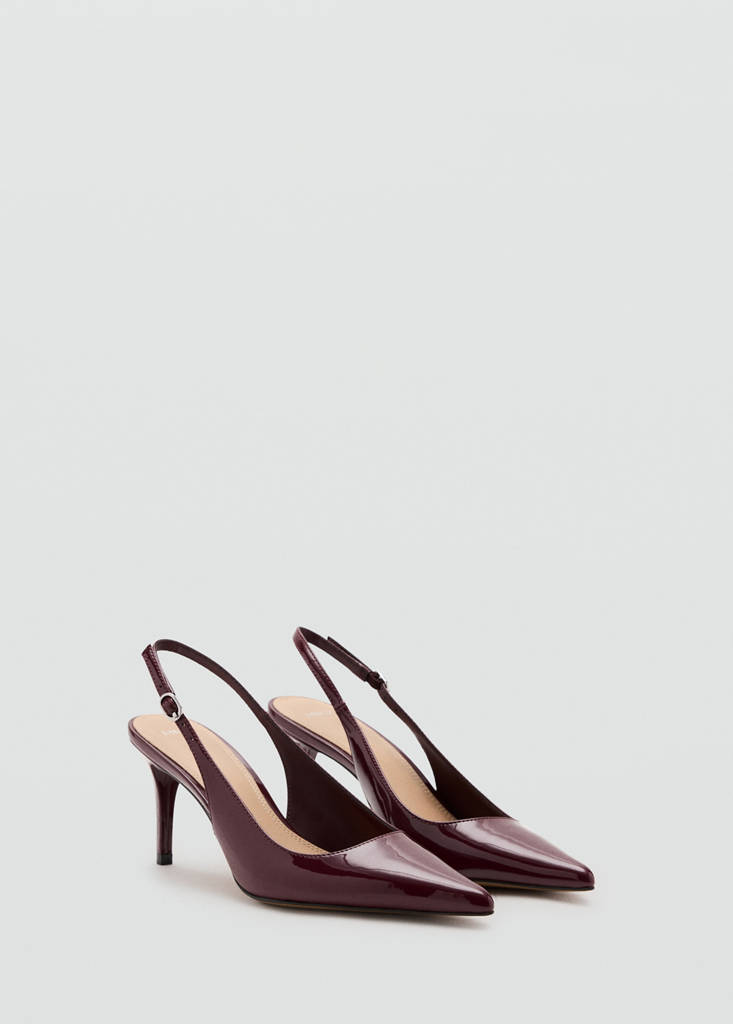 Patent leather pointed-toe court shoes — Burgundy