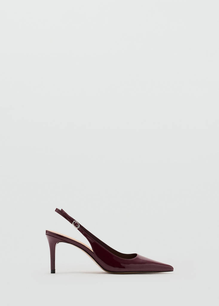 Patent leather pointed-toe court shoes — Burgundy