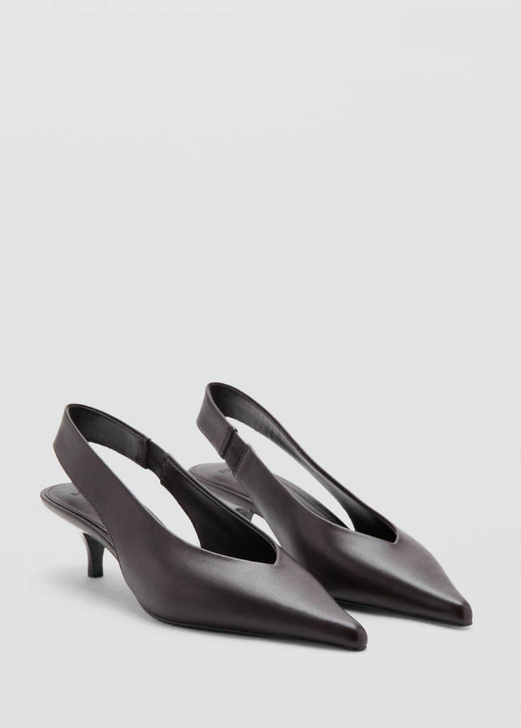 Kitten heel pointed toe shoe — Chocolate
