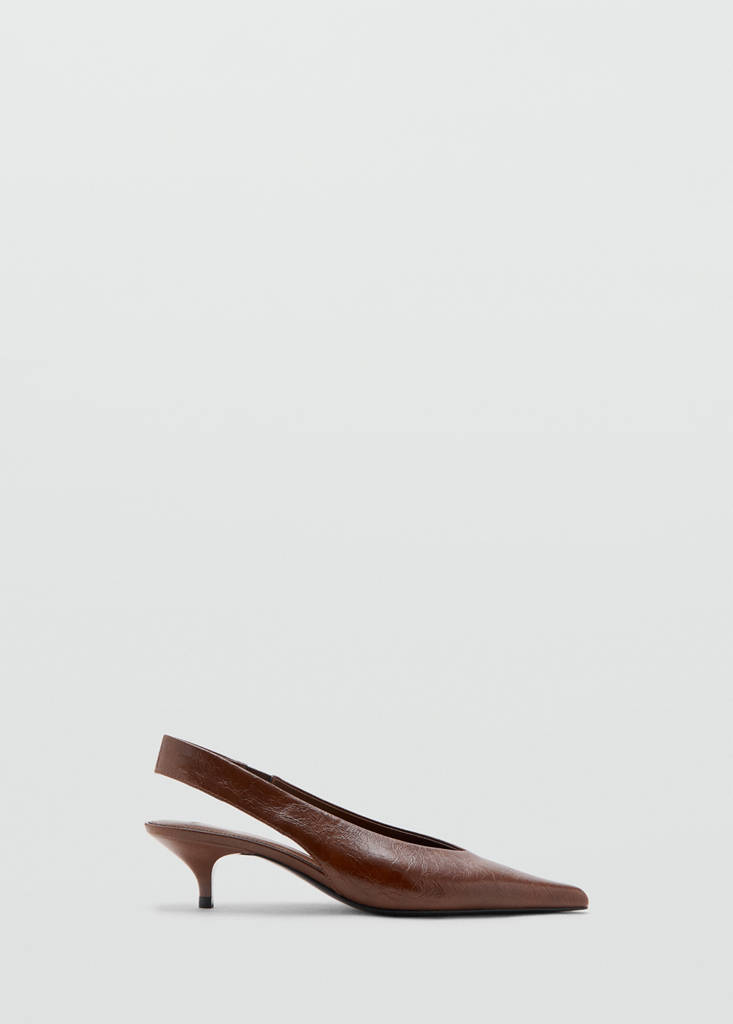 Kitten heel pointed toe shoe — Cognac