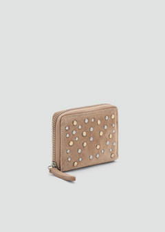 Studded leather purse — Sand 2