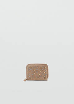 Studded leather purse — Sand 1