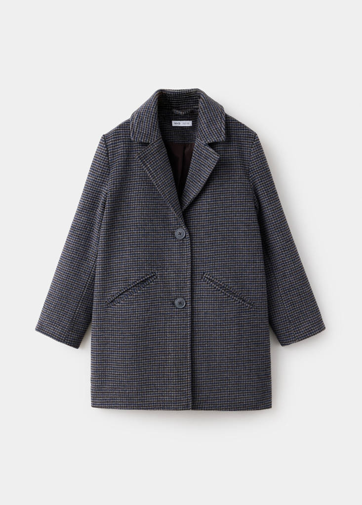 Long houndstooth coat — Chocolate