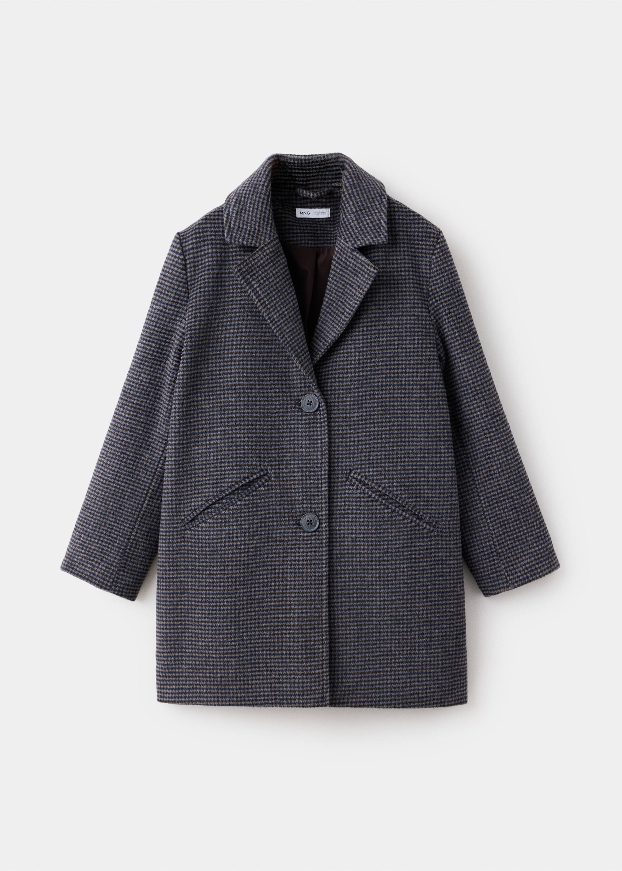 Long houndstooth coat - Article without model, Chocolate. Ref: 37084431-00.