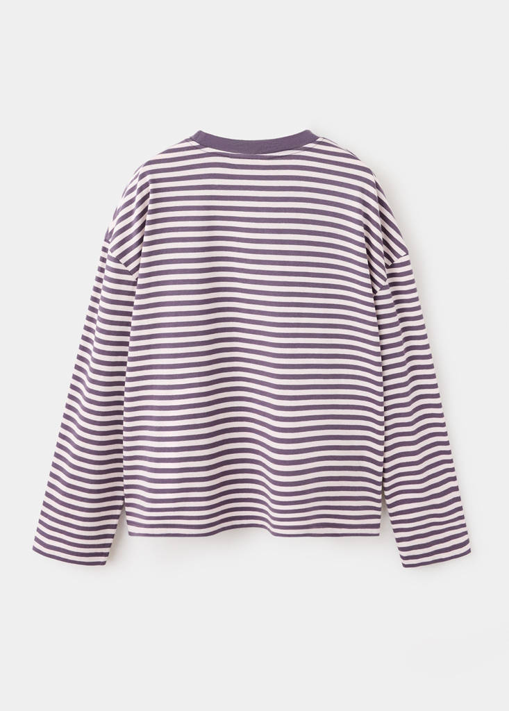 Striped t-shirt with embroidered detail — Purple