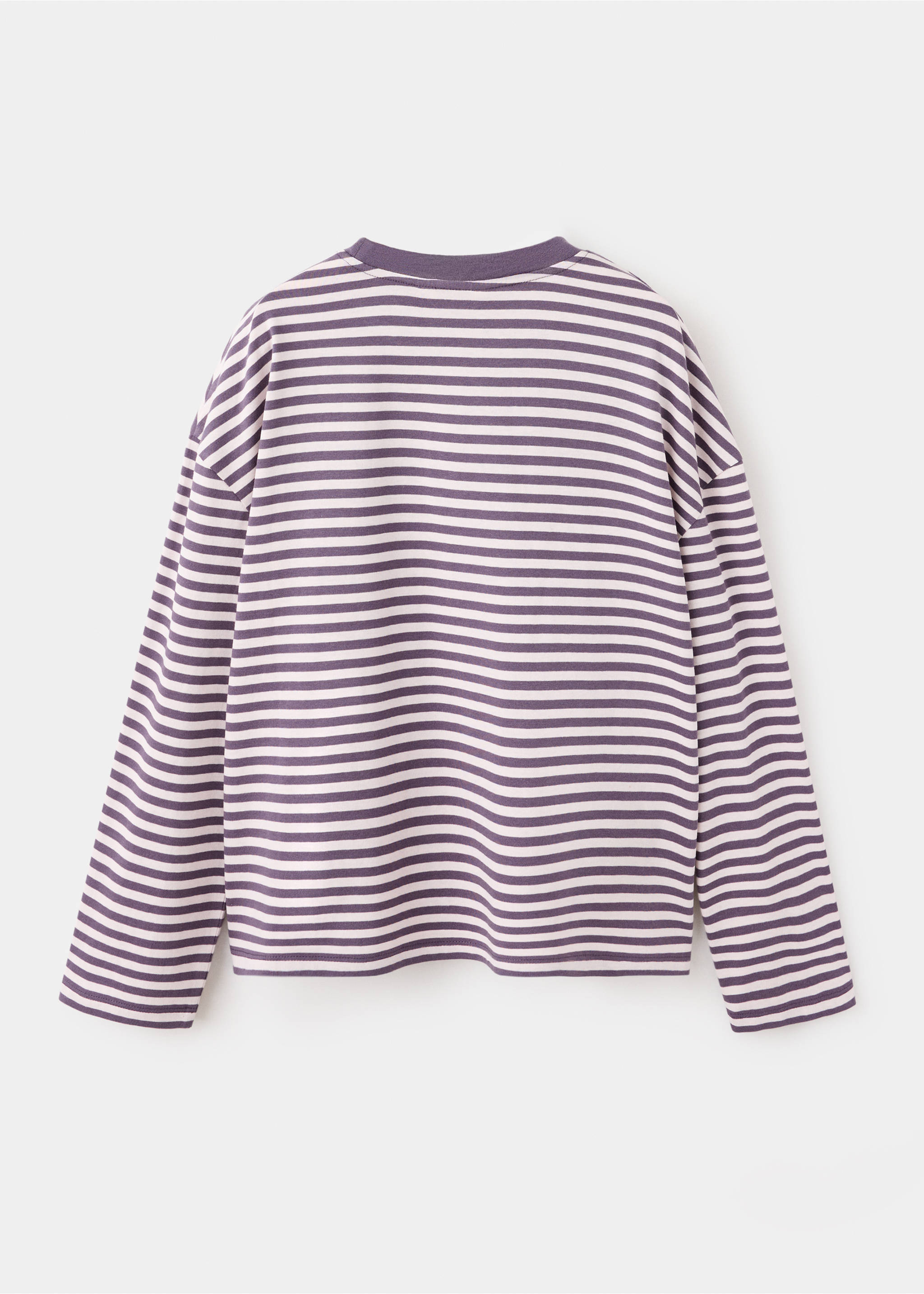 T-shirt às riscas com pormenor cruzado - Verso do artigo, Roxo. Ref: 37084433-00.