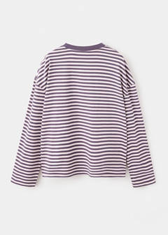 Striped t-shirt with embroidered detail — Purple 3