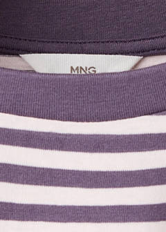 Striped t-shirt with embroidered detail — Purple 2