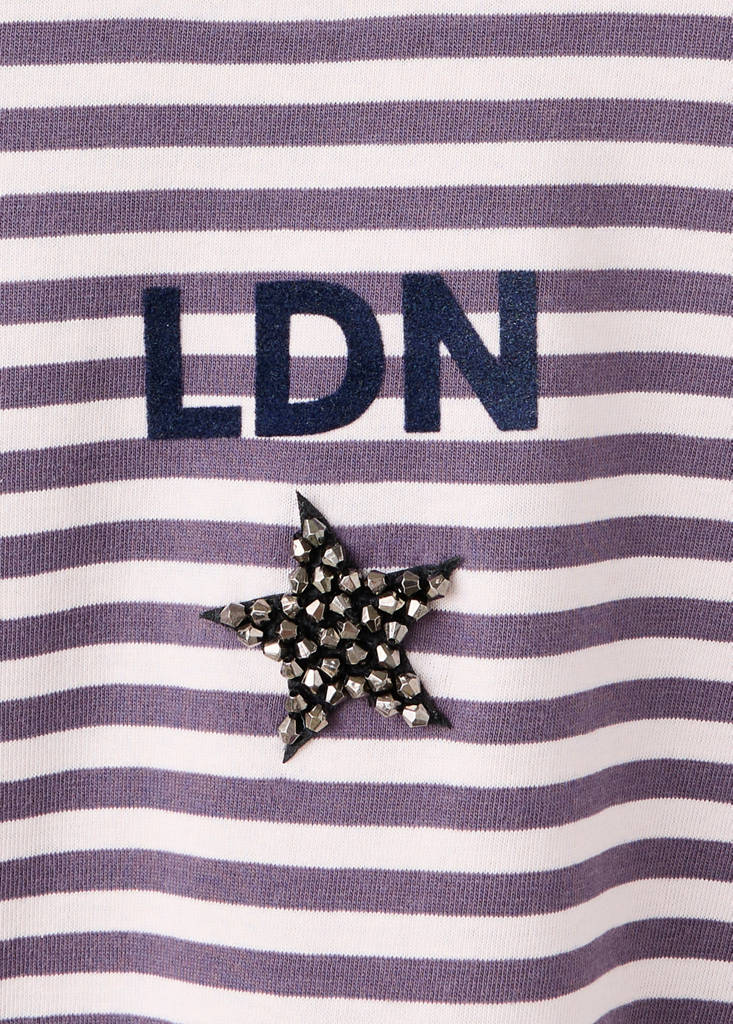 Striped t-shirt with embroidered detail — Purple