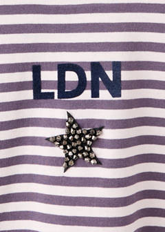 Striped t-shirt with embroidered detail — Purple 4