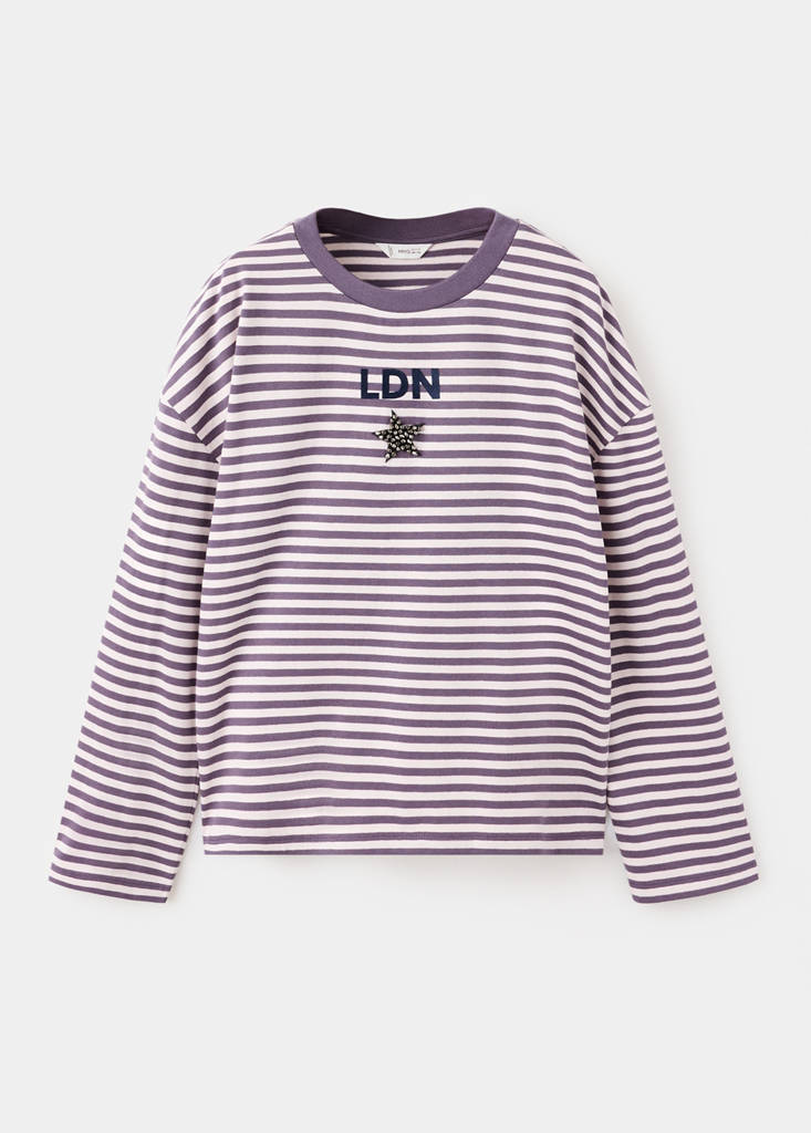 Striped t-shirt with embroidered detail — Purple