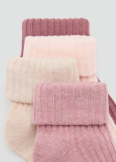 4 pack ribbed socks — Pink 3