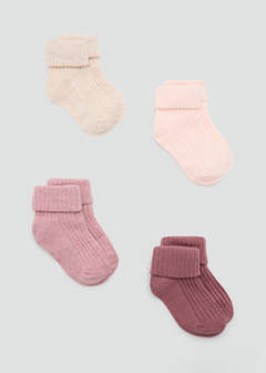 4 pack ribbed socks — Pink 1