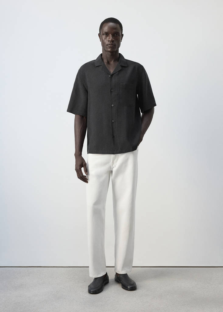Modal blend shirt with pocket — Black