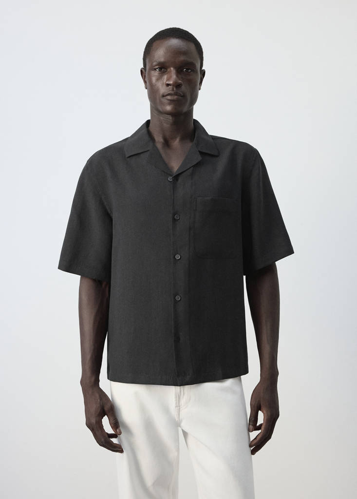 Modal blend shirt with pocket — Black