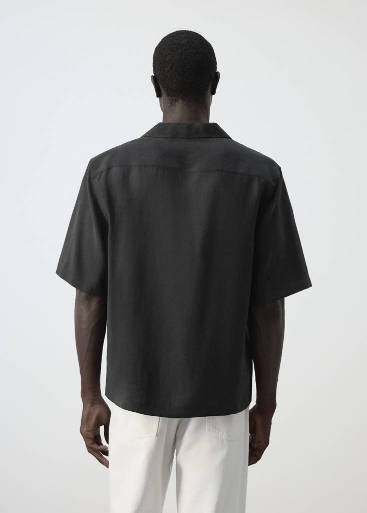 Modal blend shirt with pocket — Black