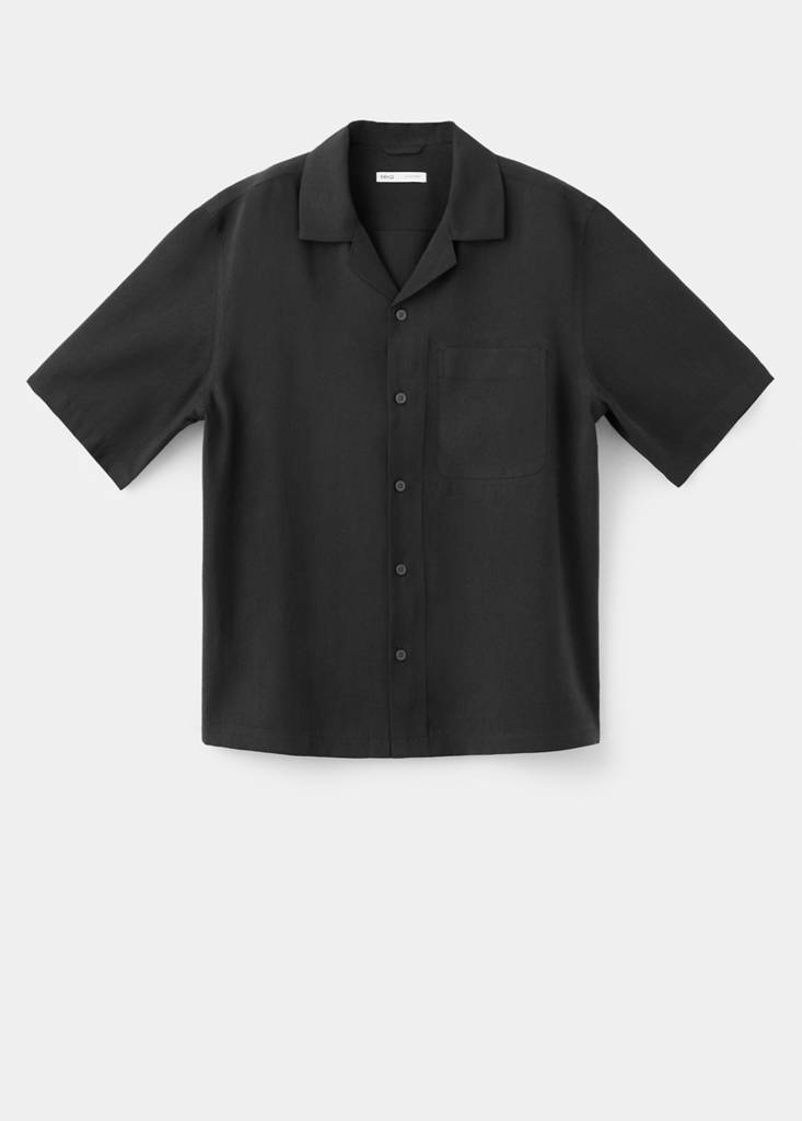 Modal blend shirt with pocket — Black