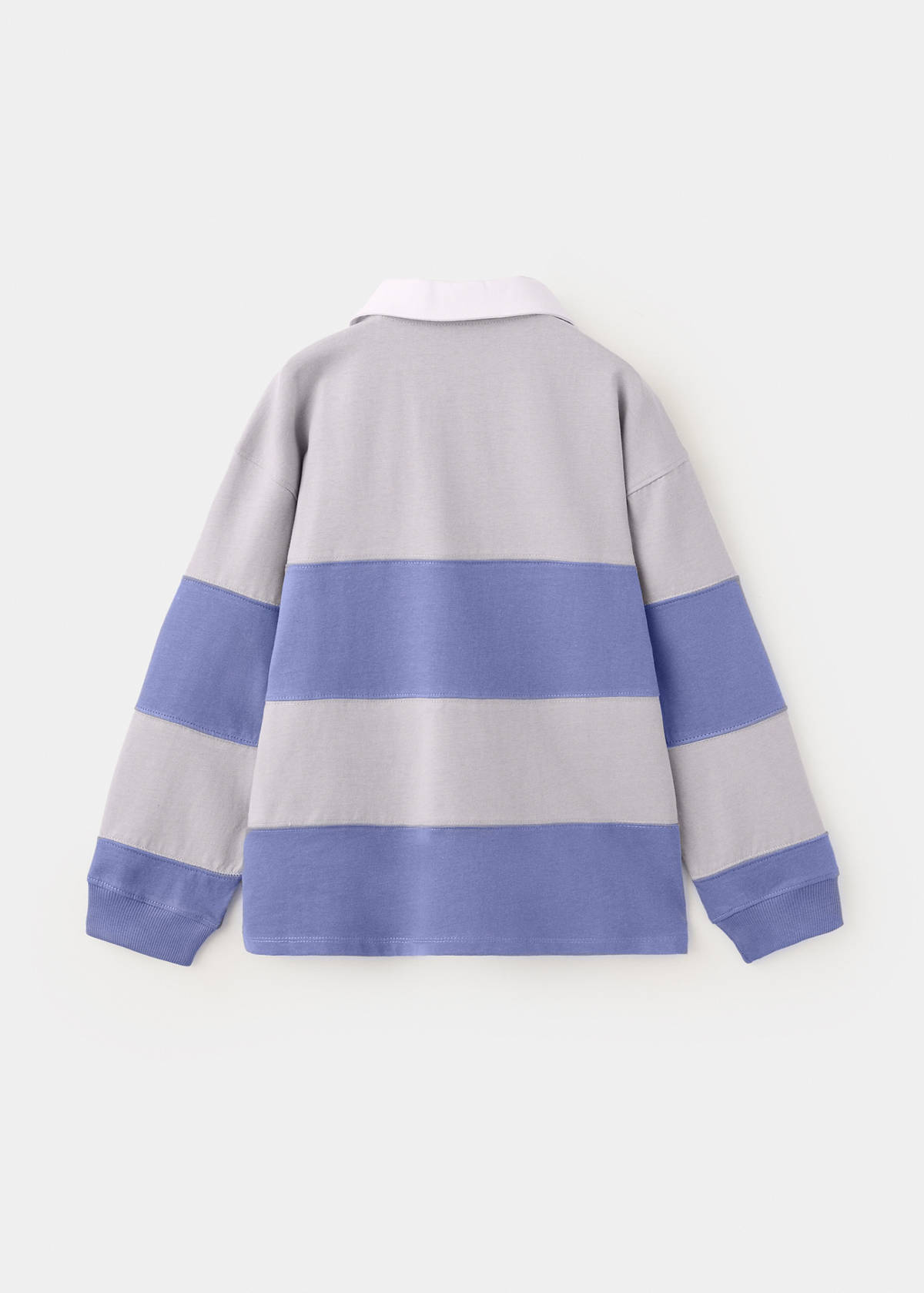 Striped cotton polo shirt with print — Indigo Blue