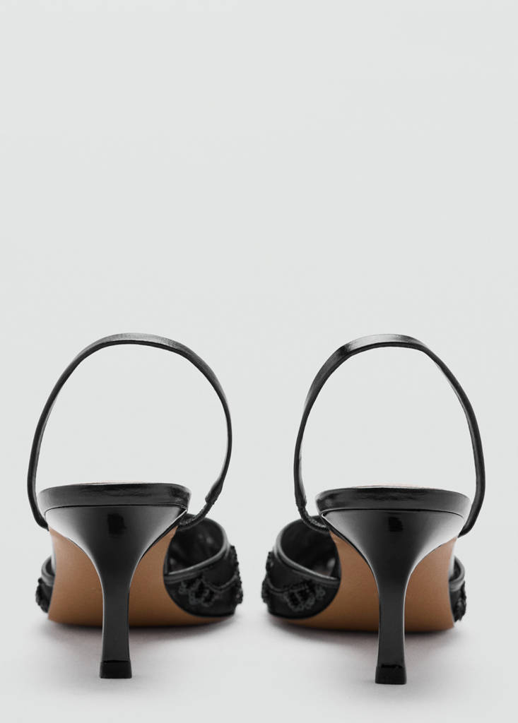 Kitten-heel shoes embroidered with sequins — Black