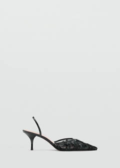 Kitten-heel shoes embroidered with sequins — Black 1