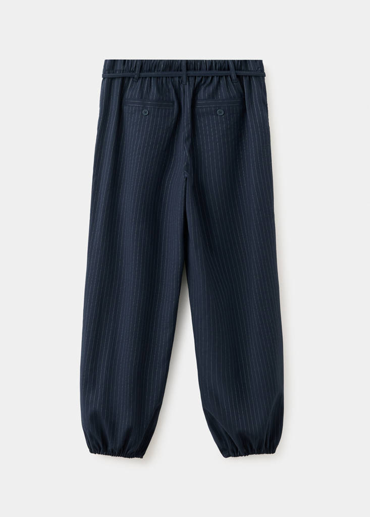 Pinstripe harem trousers with Lurex — Navy