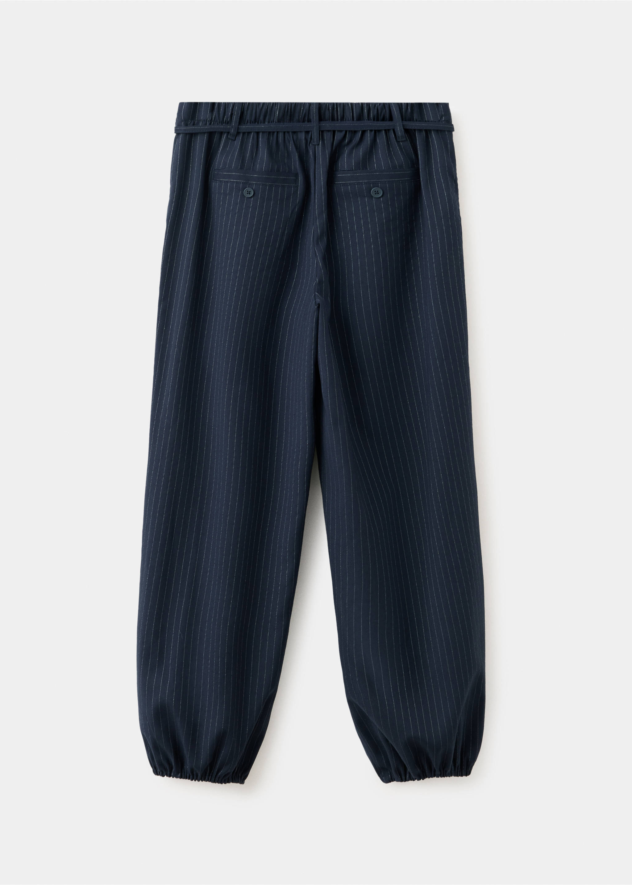 Pinstripe harem trousers with Lurex - Reverse of the article, Navy. Ref: 37084443-00.