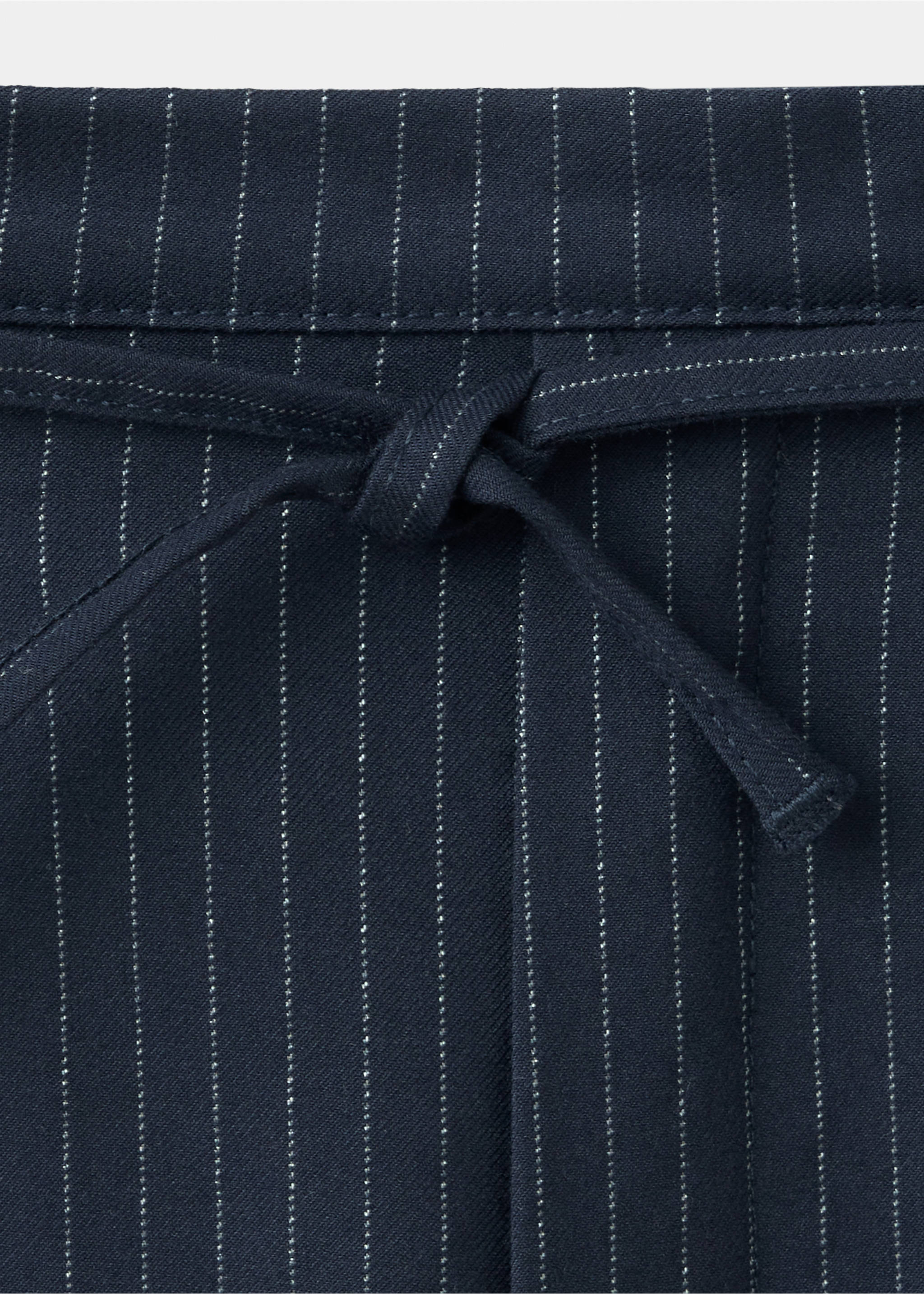 Pinstripe harem trousers with Lurex - Details of the article 8, Navy. Ref: 37084443-00.