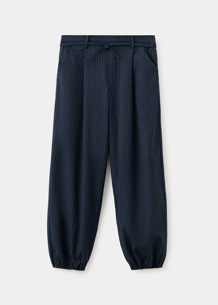 Pinstripe harem trousers with Lurex — Navy