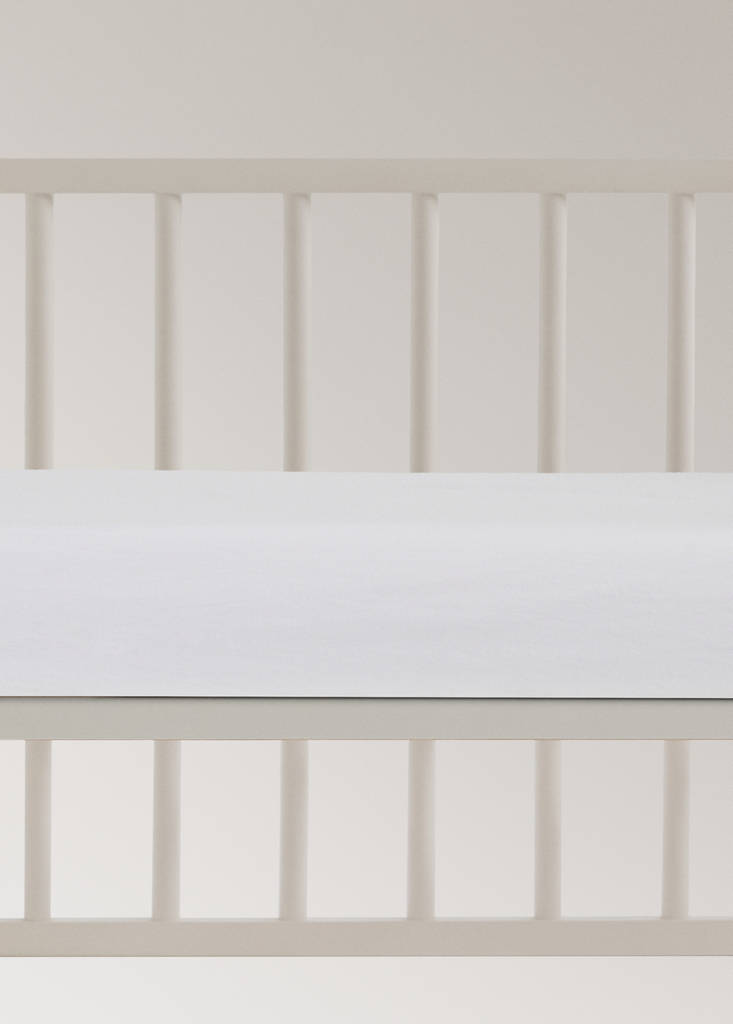 Percale cotton fitted sheet, 200 thread count, 60 cm bed width — Dark Navy
