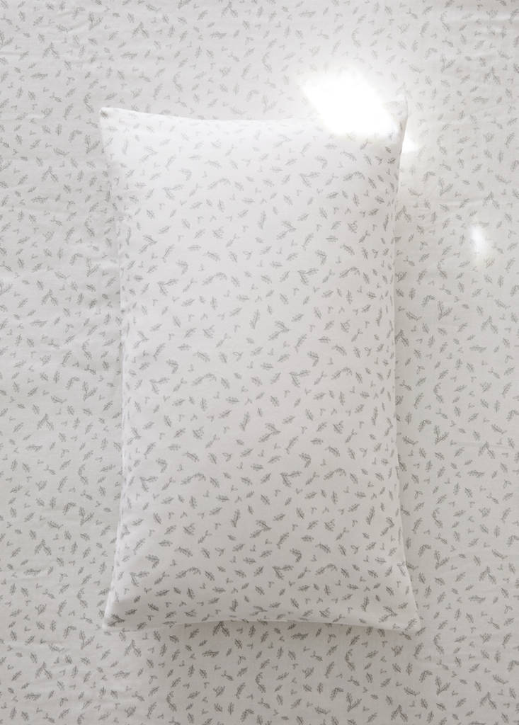 Floral print cotton cot pillowcase 30x50 cm — Ecru