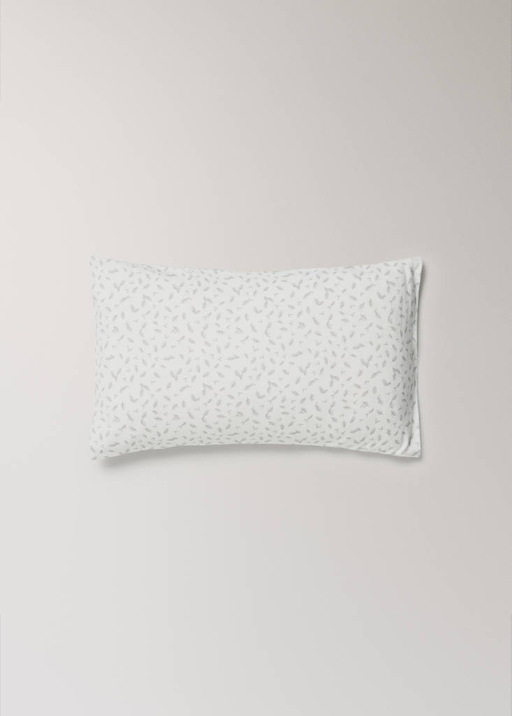 Floral print cotton cot pillowcase 30x50 cm — Ecru
