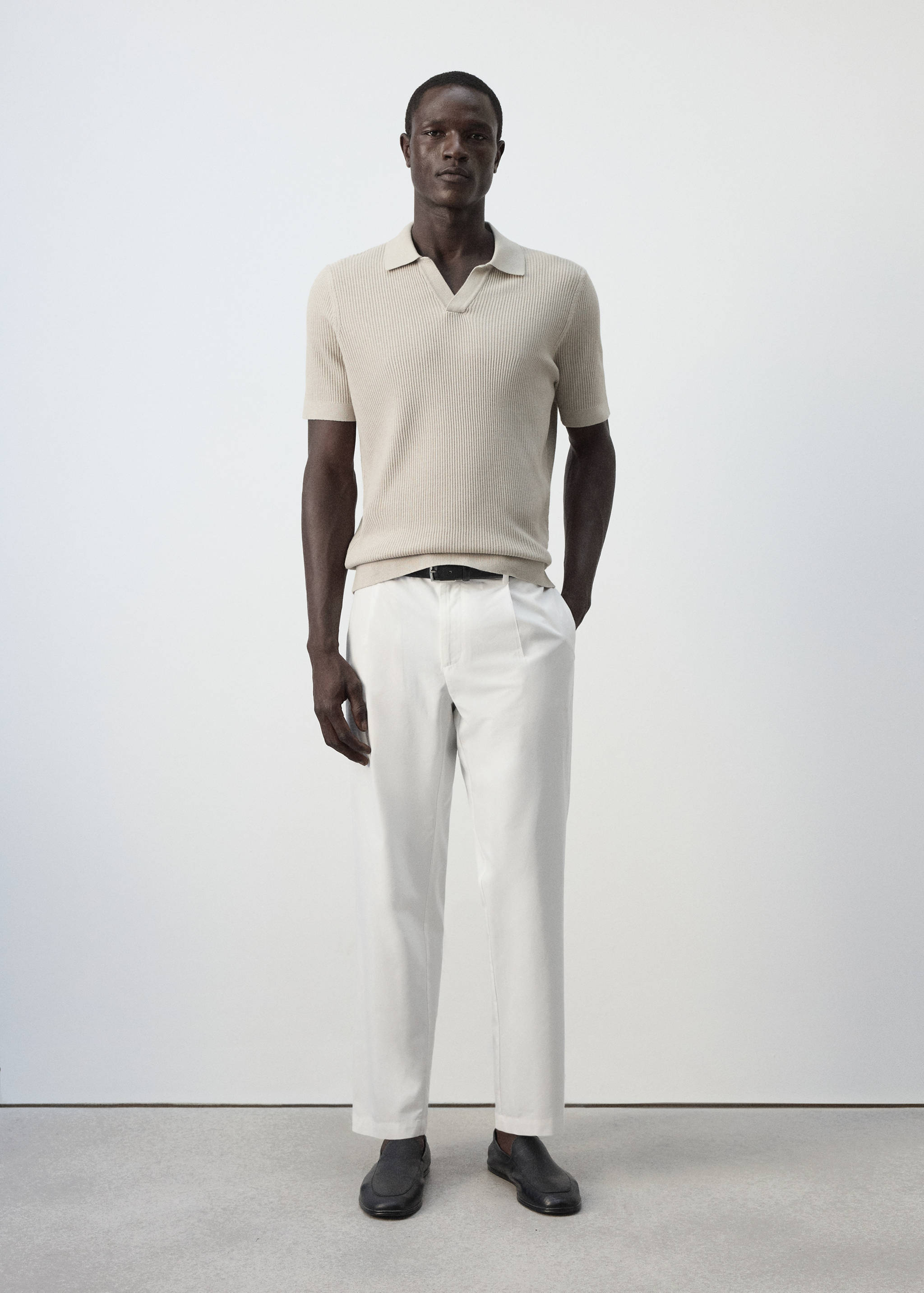 Polo coton mélangé maille côtelée - Plan général