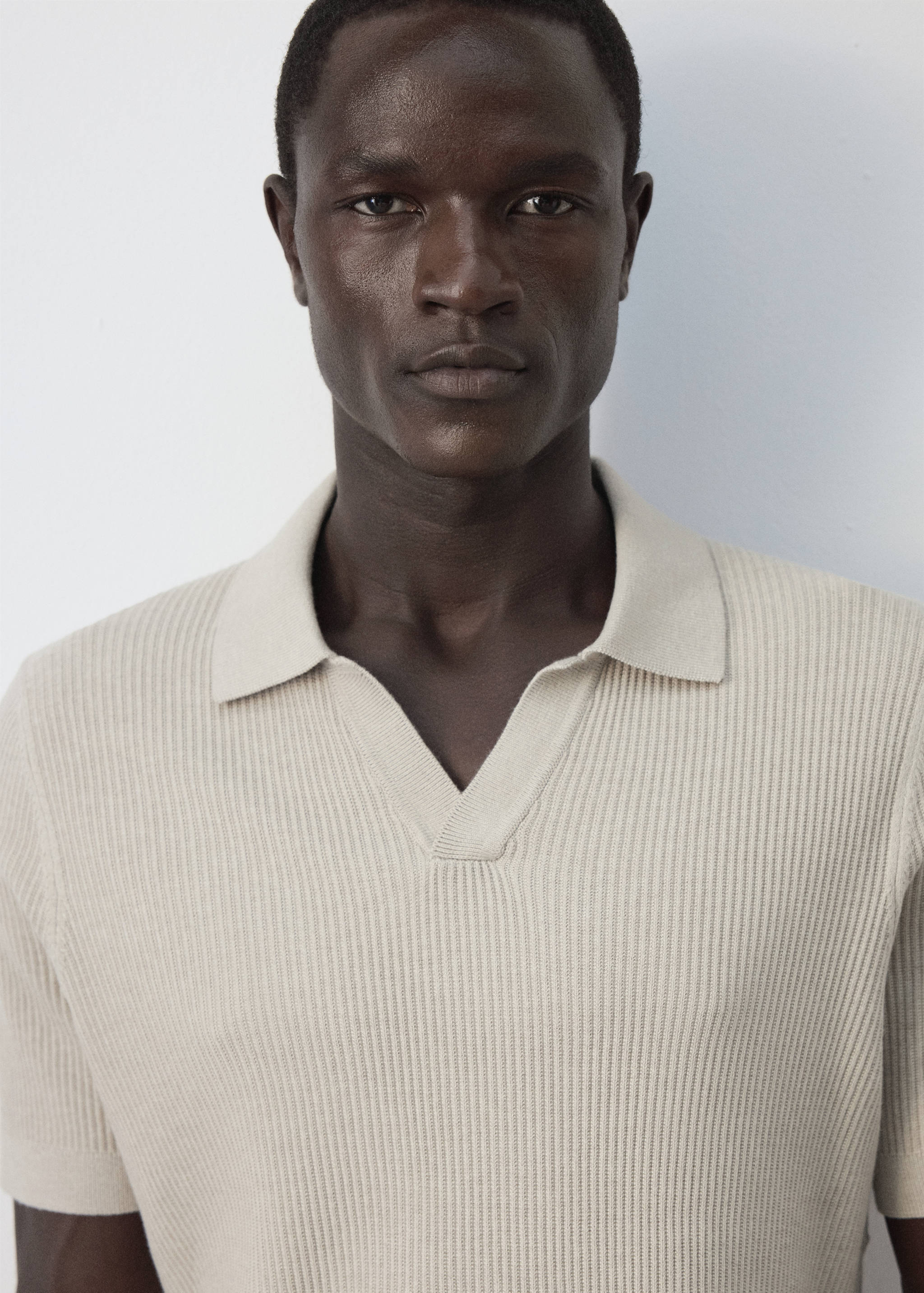 Polo coton mélangé maille côtelée - Détail de l'article 1
