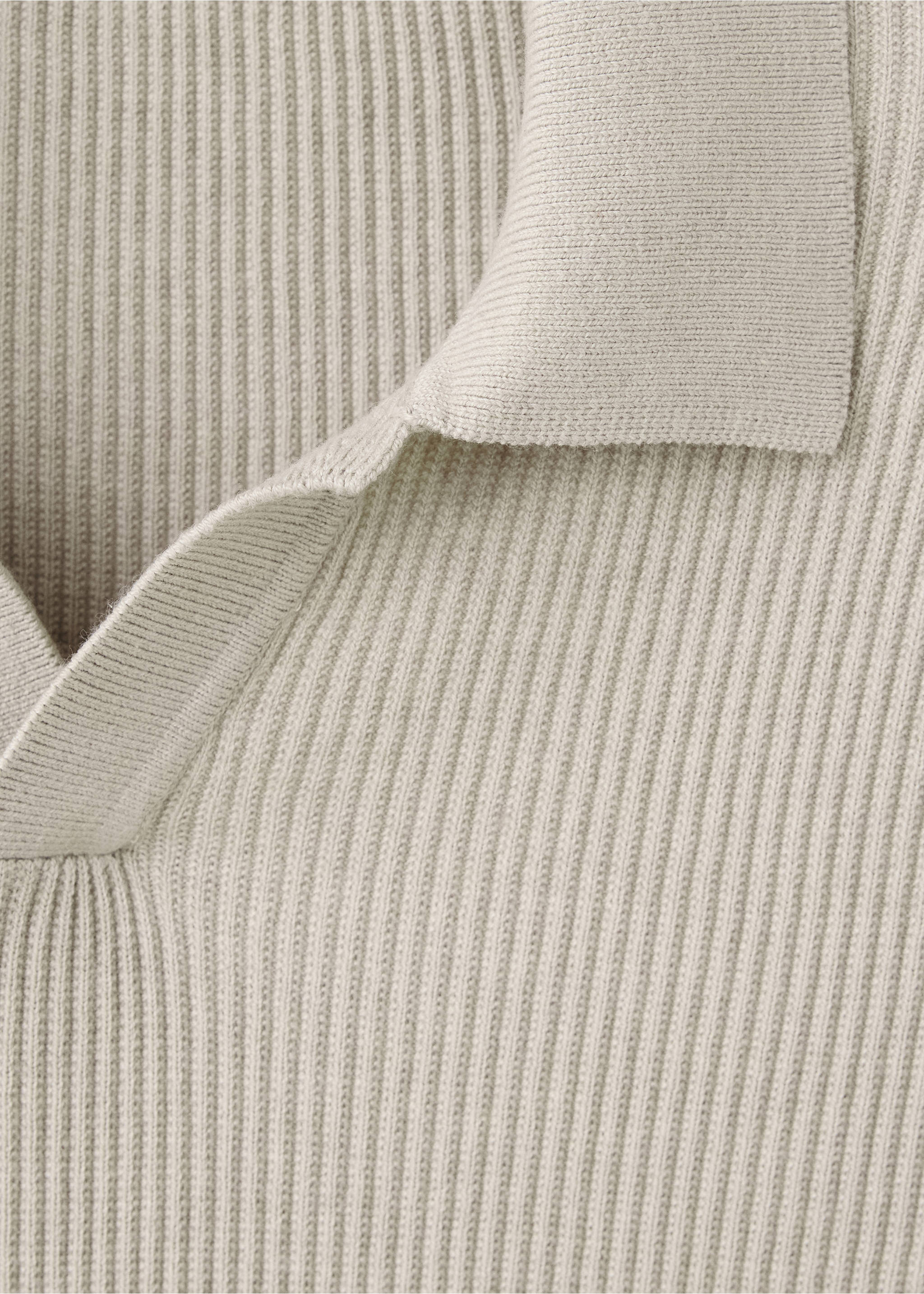 Polo coton mélangé maille côtelée - Détail de l'article 8, Beige. Ref: 37084460-00.