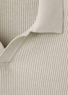 Rib-knit cotton-blend polo shirt — Beige 9