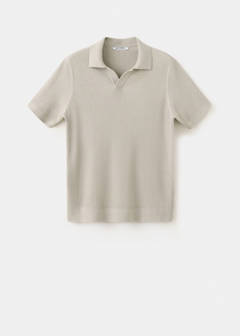 Rib-knit cotton-blend polo shirt — Beige 8