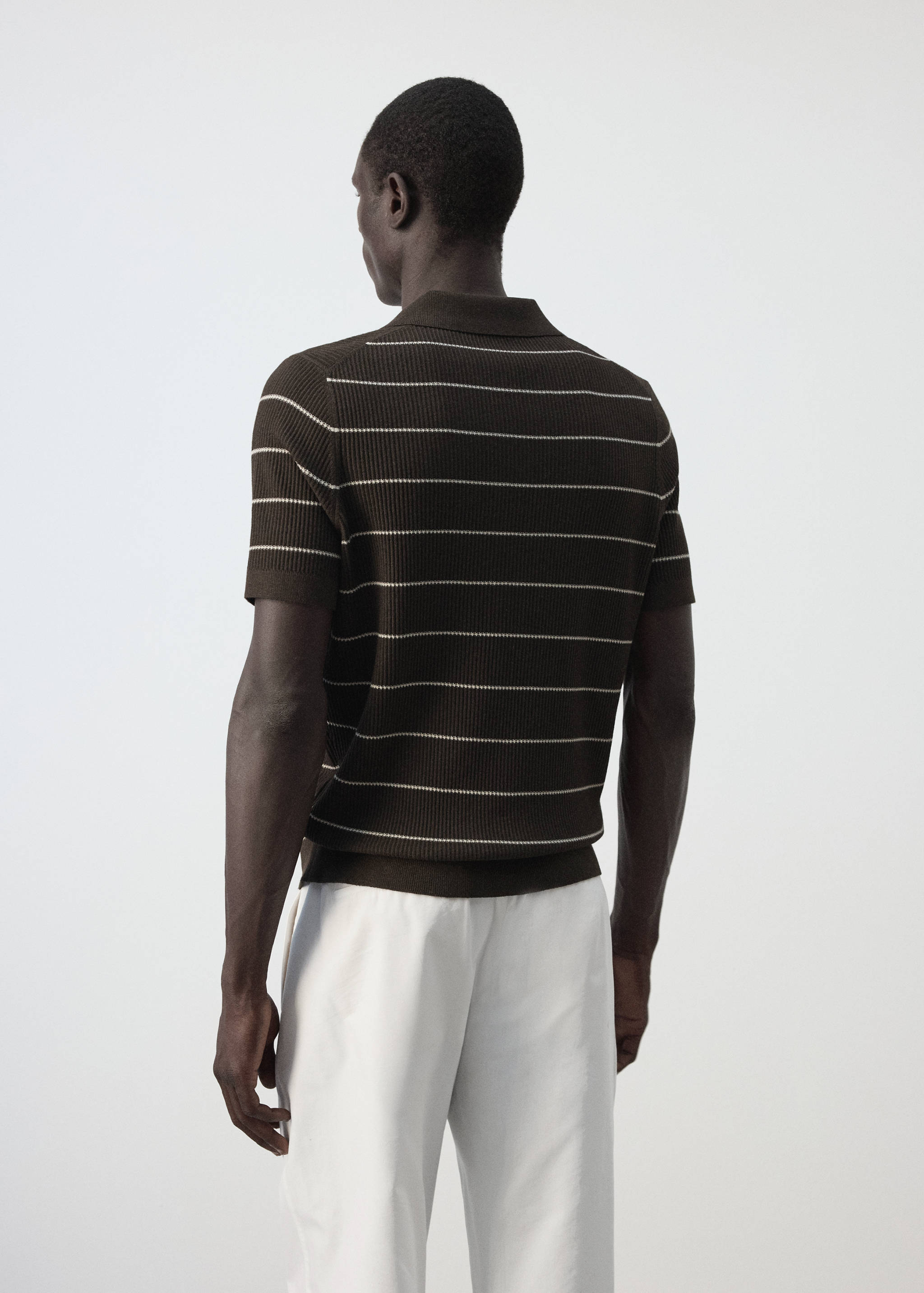 Polo coton mélangé maille côtelée - Verso de l’article