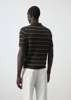 Rib-knit cotton-blend polo shirt — Chocolate 3