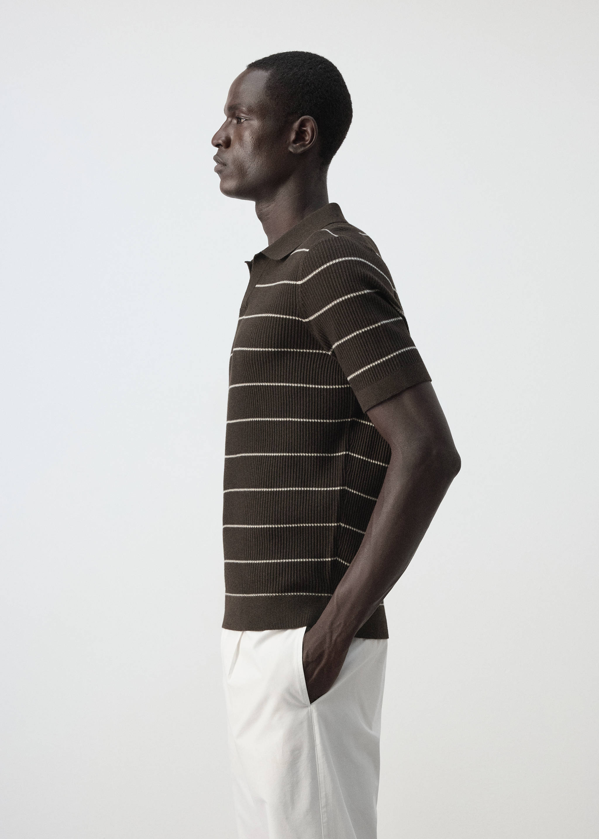 Polo coton mélangé maille côtelée - Détail de l'article 2